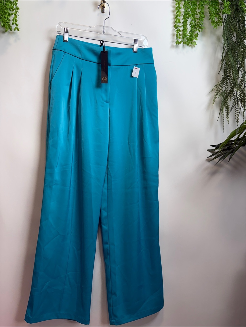 House of Harlow 1960 Wide-Leg Pants in Teal Blue